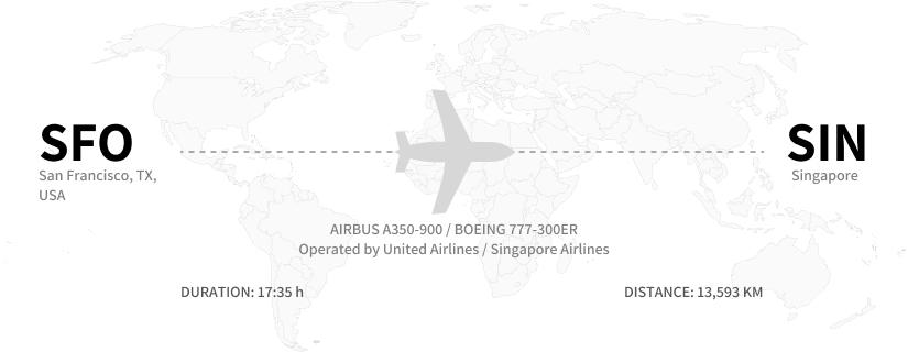 Longest Nonstop Commercial Flights - SFO to SIN
